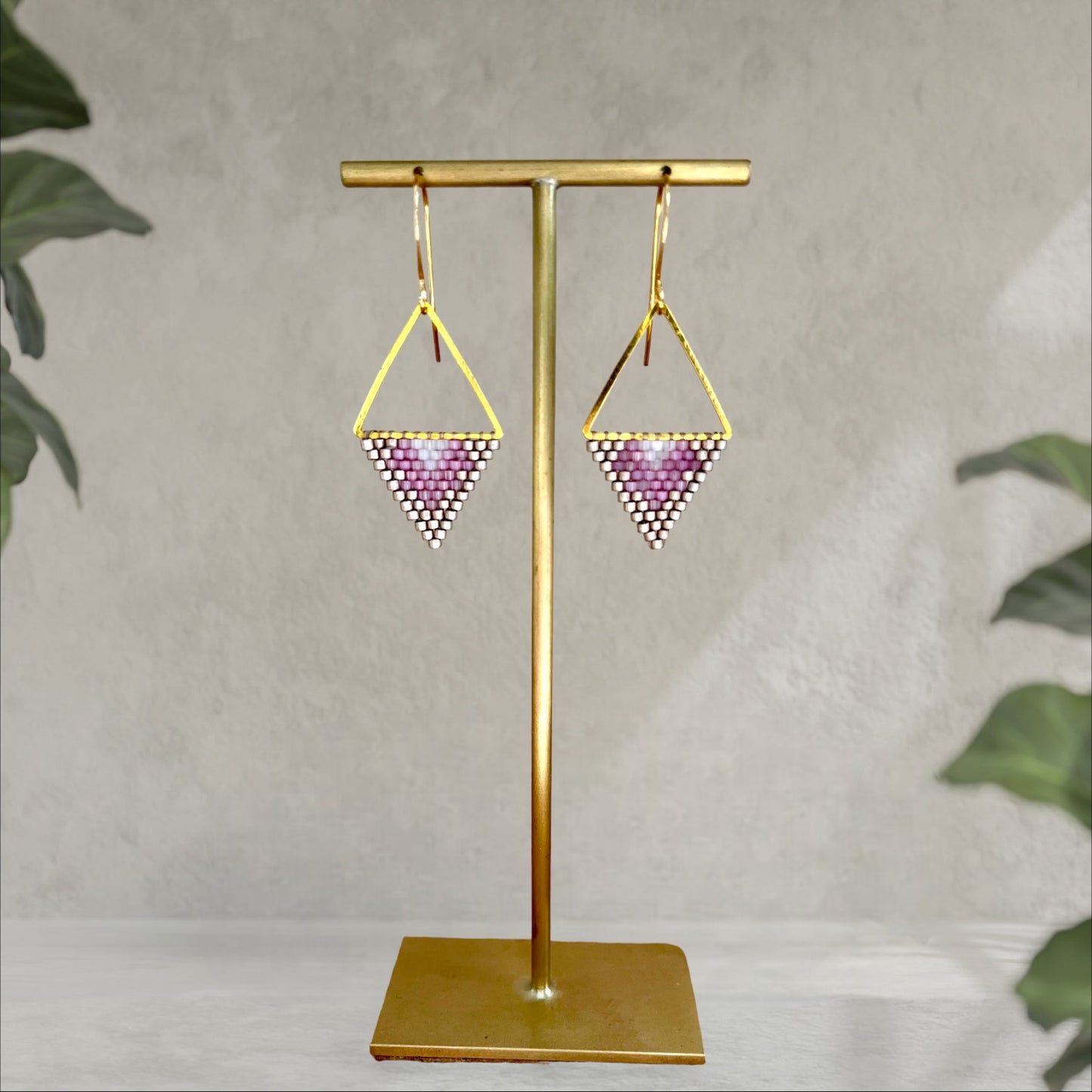Light grey, Blush faceted crystal with White crystal beaded earrings