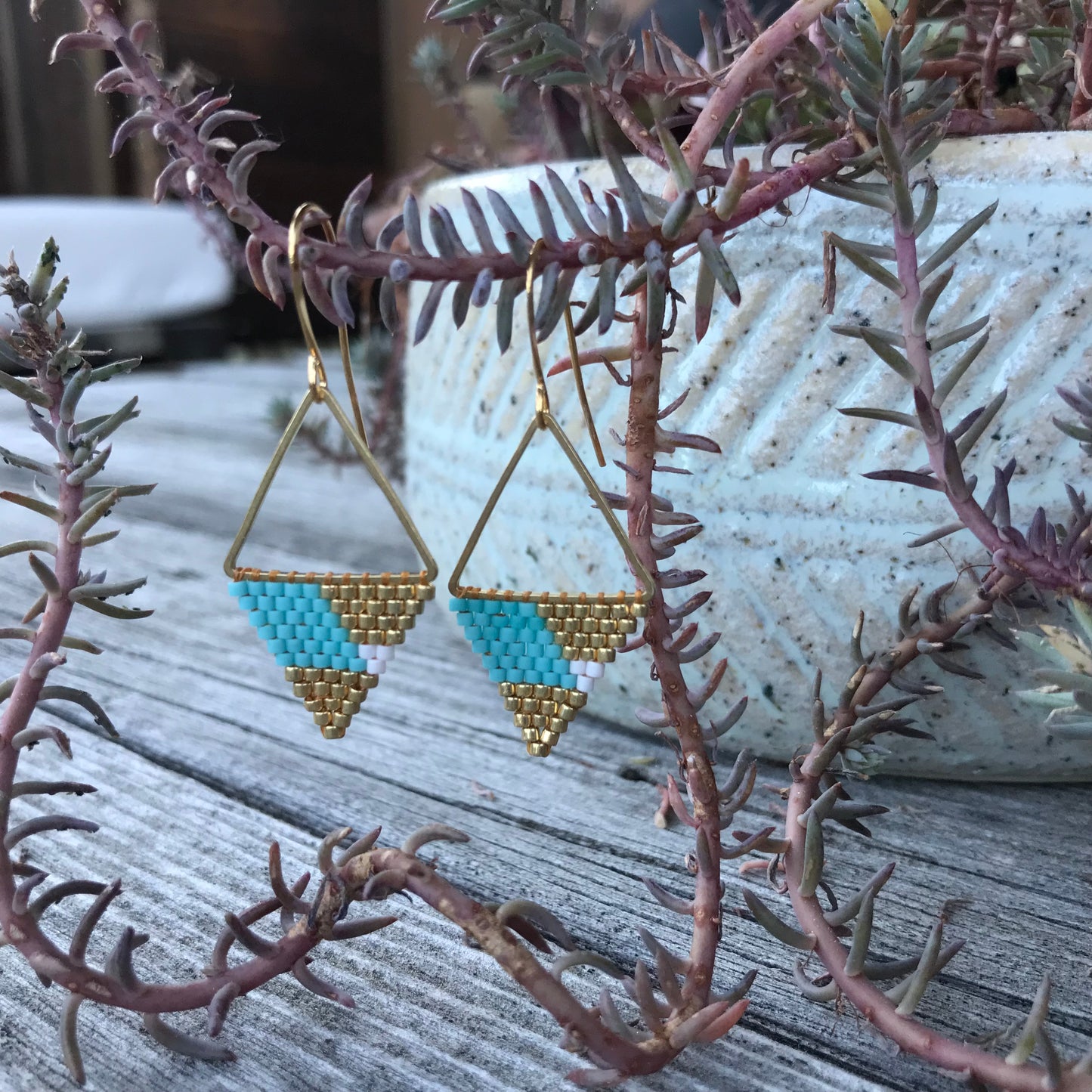 Modern Geometric handmade beaded earrings